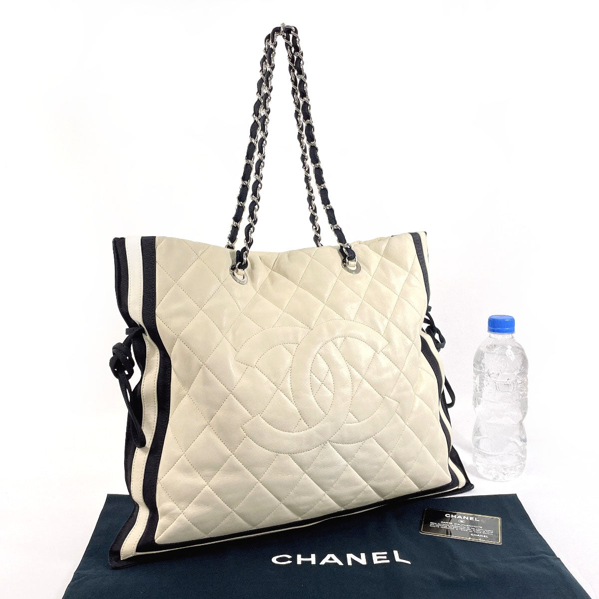 CHANEL Tote Bag lambskin white COCO Mark ChainShoulder