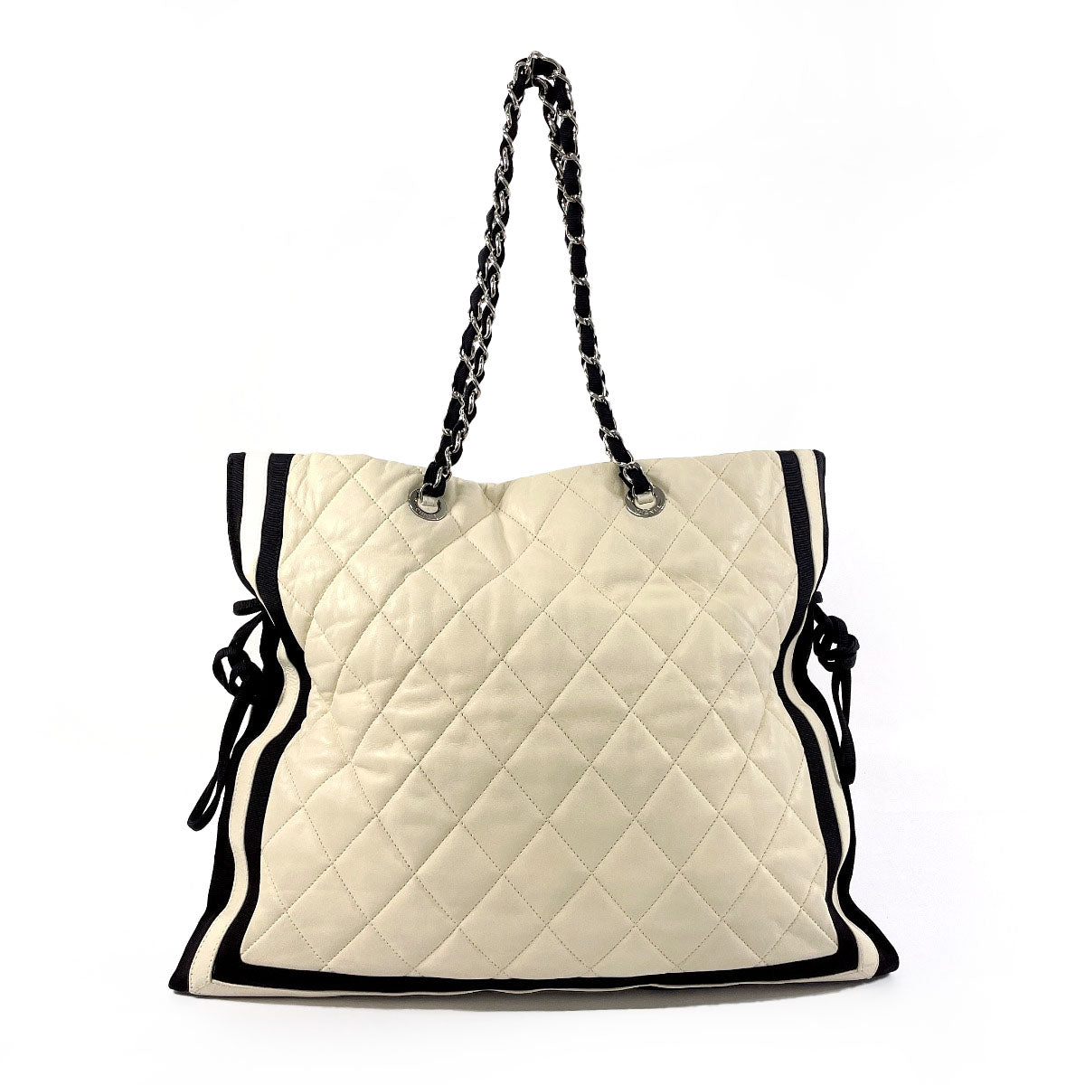 CHANEL Tote Bag lambskin white COCO Mark ChainShoulder