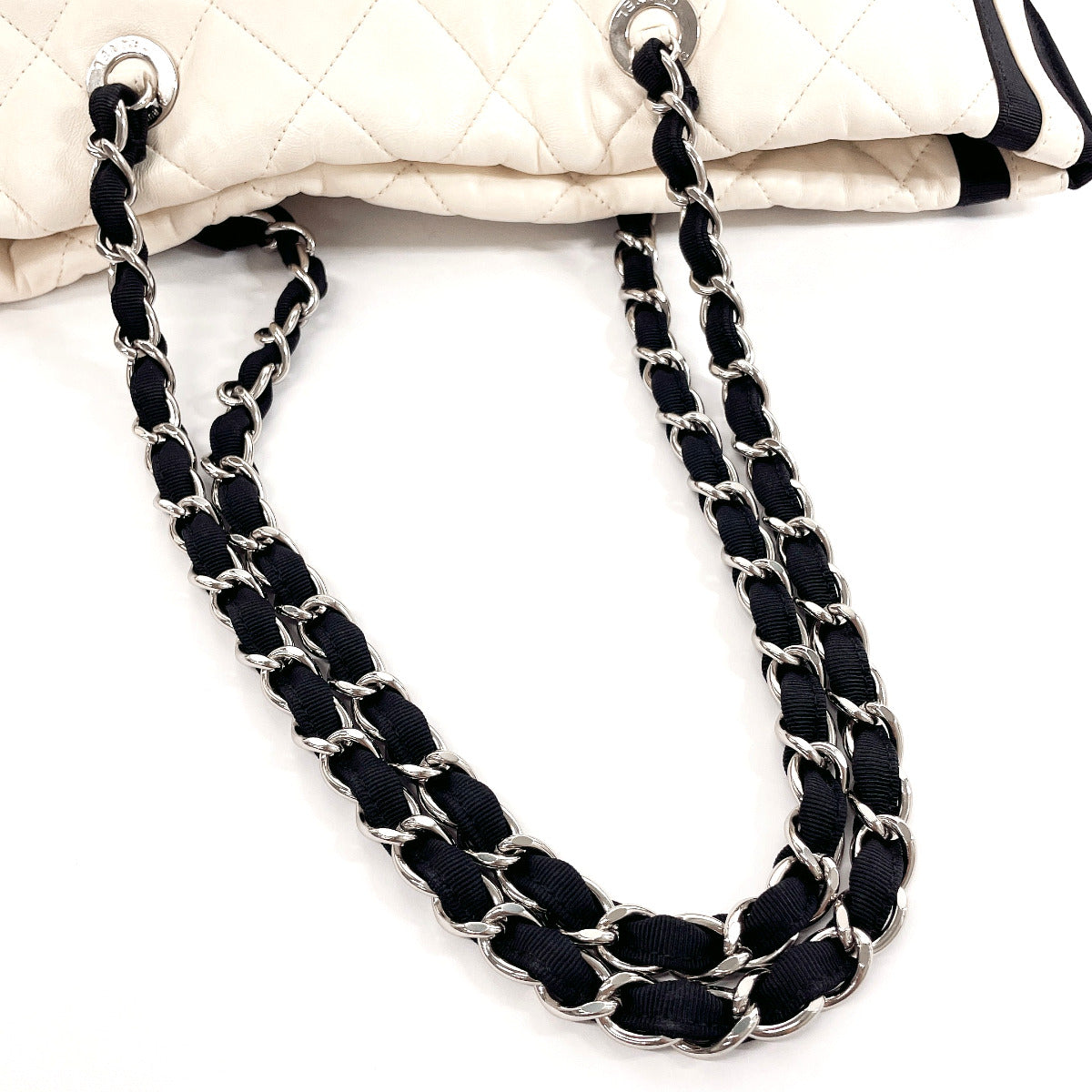 CHANEL Tote Bag lambskin white COCO Mark ChainShoulder