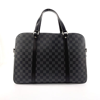 LOUIS VUITTON Business bag N48118 Damier Grafitte black Yone mens Used Authentic