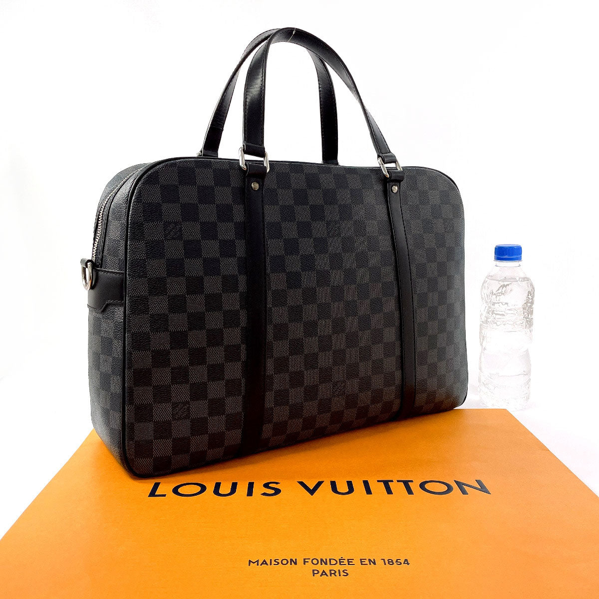 LOUIS VUITTON Business bag N48118 Damier Grafitte black Yone mens Used Authentic