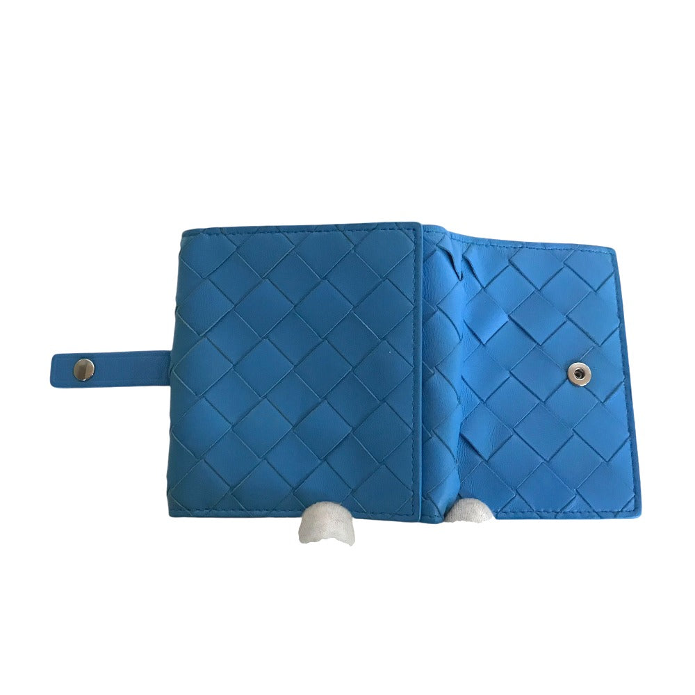 BOTTEGAVENETA Tri-fold wallet leather Light blue MAXI INTRECCIATO