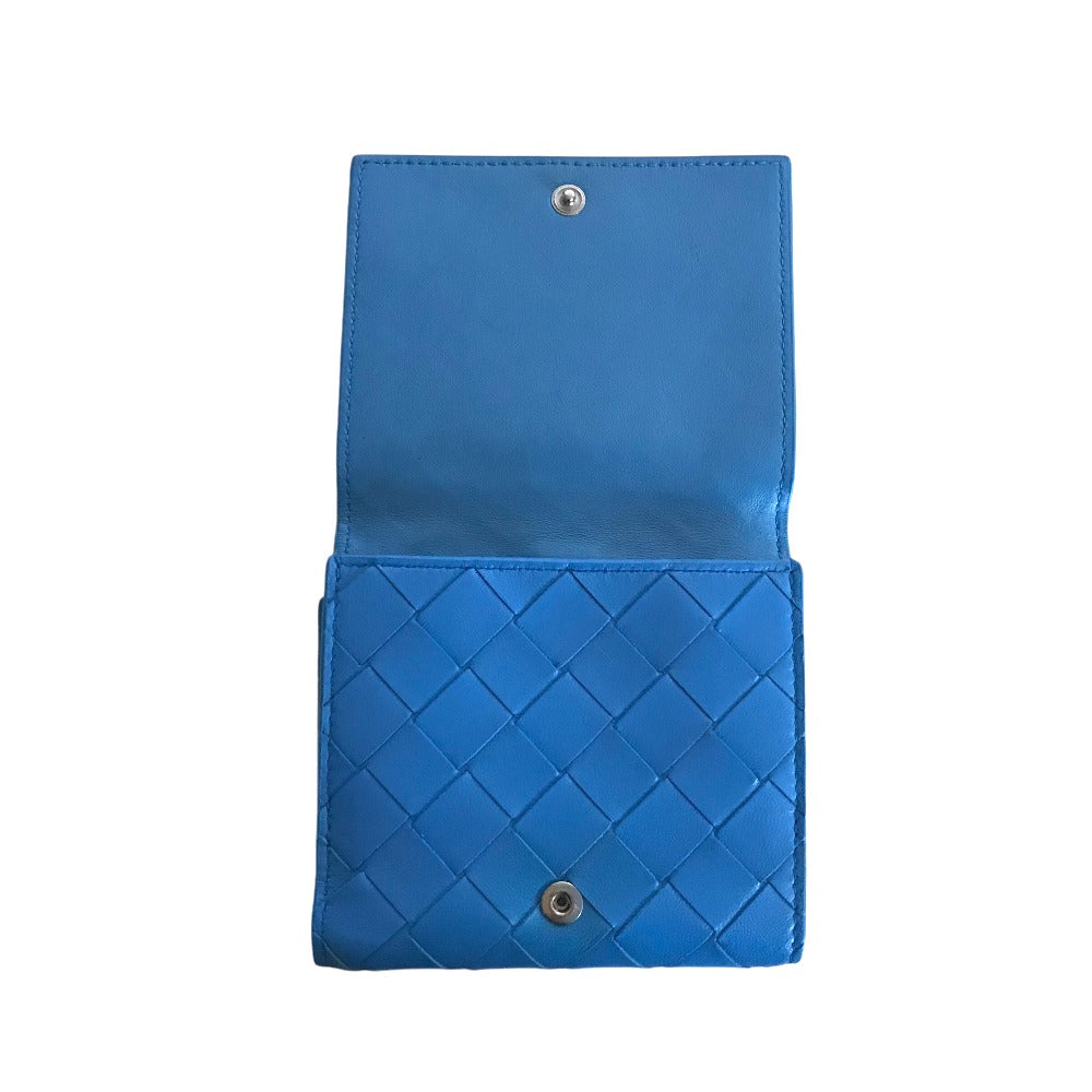 BOTTEGAVENETA Tri-fold wallet leather Light blue MAXI INTRECCIATO