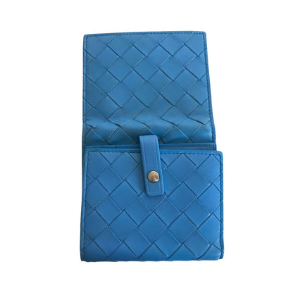 BOTTEGAVENETA Tri-fold wallet leather Light blue MAXI INTRECCIATO