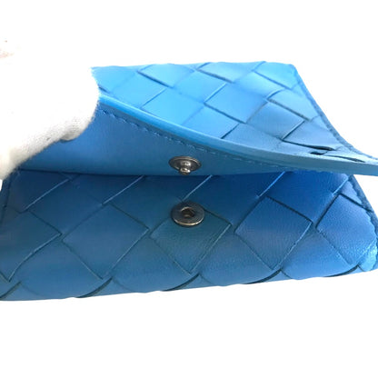 BOTTEGAVENETA Tri-fold wallet leather Light blue MAXI INTRECCIATO