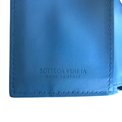 BOTTEGAVENETA Tri-fold wallet leather Light blue MAXI INTRECCIATO