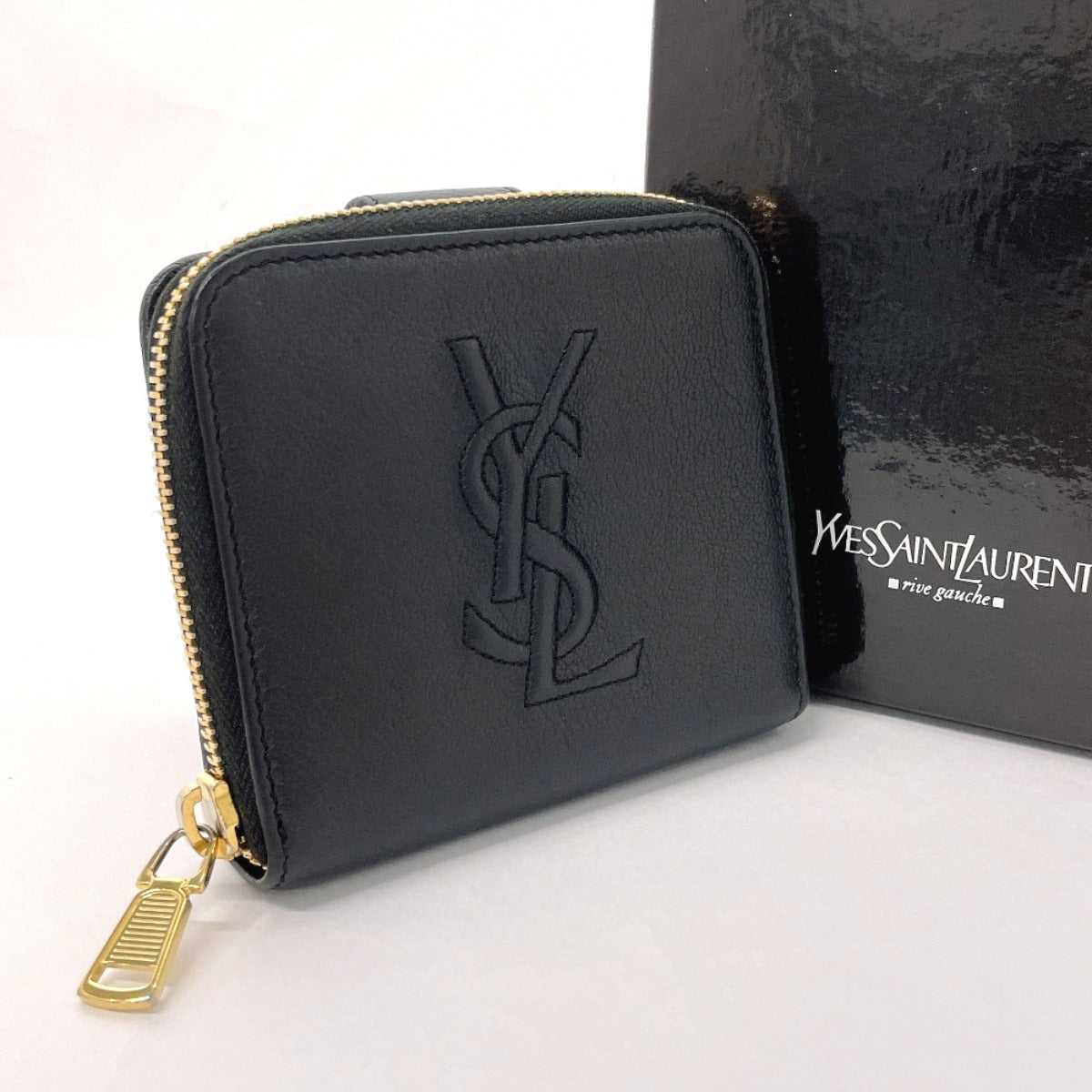 YVES SAINT LAURENT Bifold Wallet MRT352906Y leather black Cassandra Compact zip