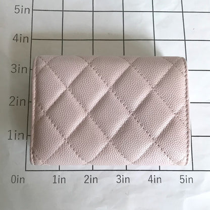 CHANEL Tri-fold wallet Matt caviar skin pink Compact wallet Matrasse COCO Mark