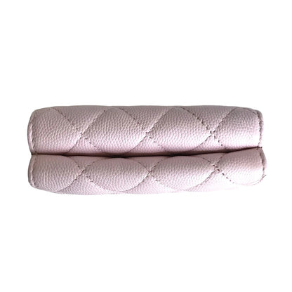 CHANEL Tri-fold wallet Matt caviar skin pink Compact wallet Matrasse COCO Mark