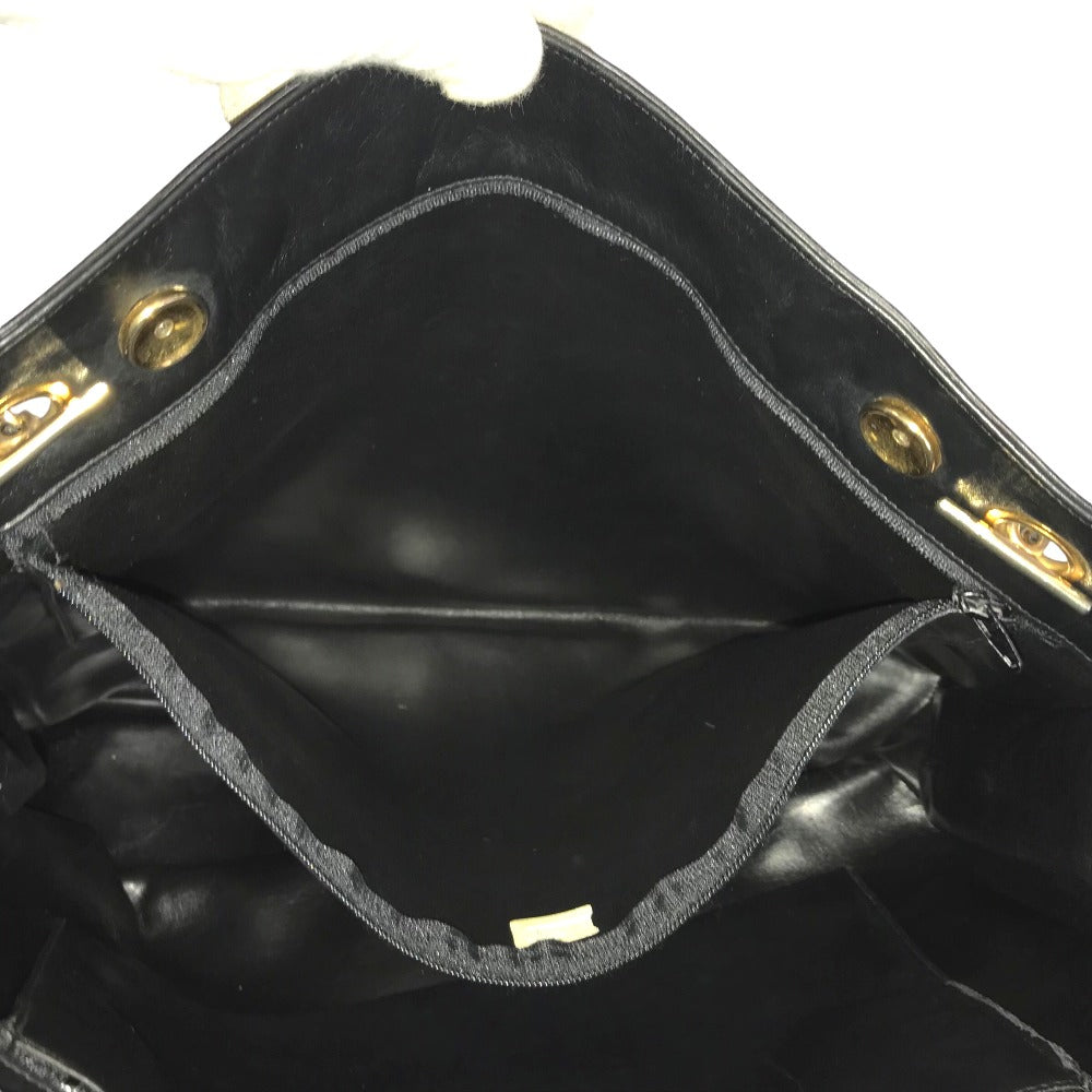 CHANEL Tote Bag leather black Shoulder Bag Matrasse quilting