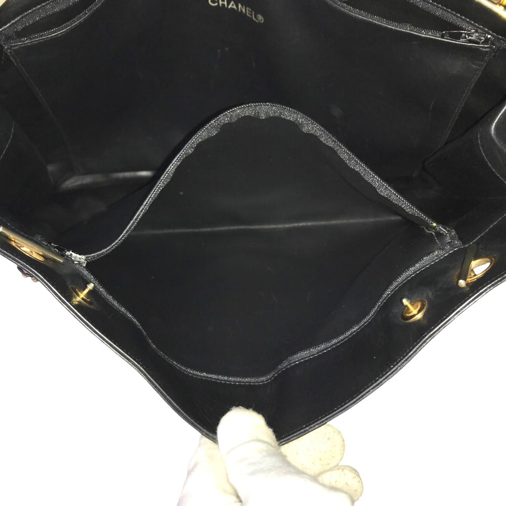 CHANEL Tote Bag leather black Shoulder Bag Matrasse quilting