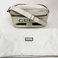 GUCCI Shoulder Bag 523589 leather white Logo print Women Used Authentic