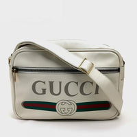 GUCCI Shoulder Bag 523589 leather white Logo print Women Used Authentic