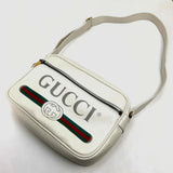 GUCCI Shoulder Bag 523589 leather white Logo print Women Used Authentic