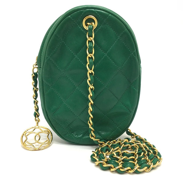 CHANEL Shoulder Bag Bag ChainShoulder CC Coco Charm Mini matrasse lambskin green Women Used Authentic