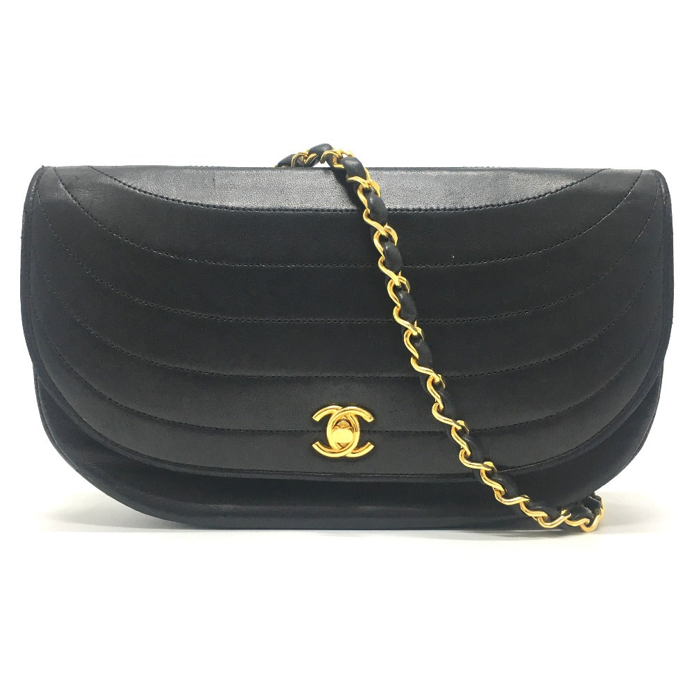 CHANEL Shoulder Bag lambskin black CCCOCO Mark Pochette Women Used Authentic