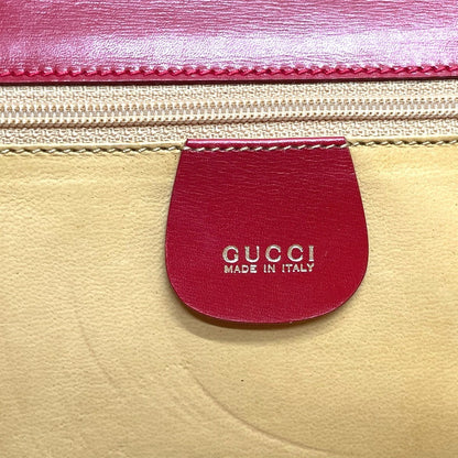 GUCCI Shoulder Bag 004-01-0476 leather Red x Gold Metal vintage Old Gucci Women Used Authentic