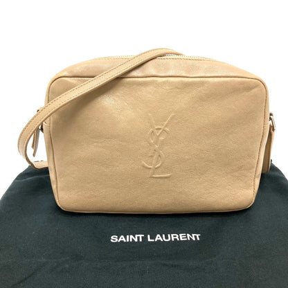 SAINT LAURENT PARIS Shoulder Bag 470299 leather beige YSL logo Roux camera bag Women Used Authentic