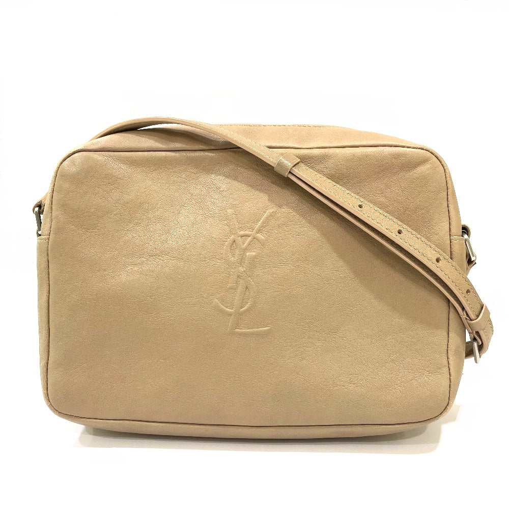 SAINT LAURENT PARIS Shoulder Bag 470299 leather beige YSL logo Roux camera bag Women Used Authentic