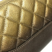 CHANEL Long Wallet Purse Zip Around Gradation Matrasse lambskin Gold x Brown Women Used Authentic