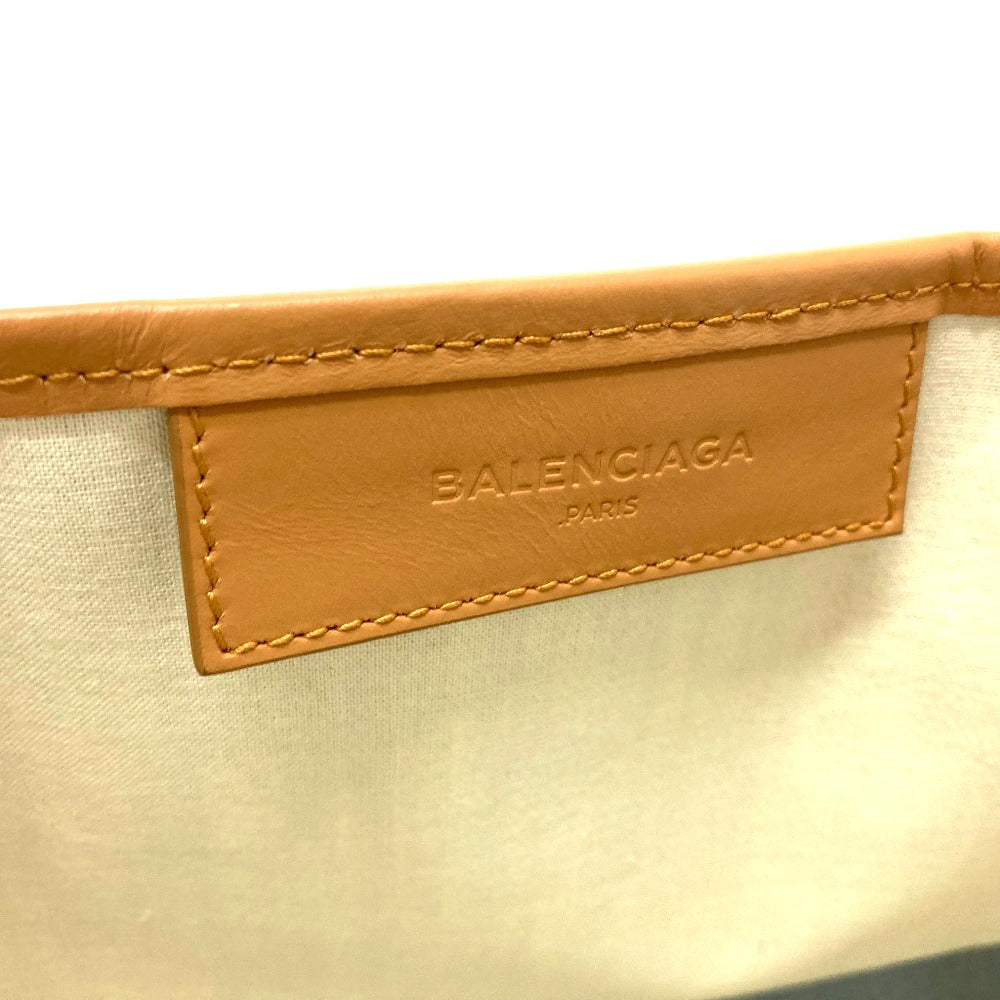 BALENCIAGA Tote Bag 339933 Leather / canvas Light blue Logo print Navy kabas S Women Used Authentic