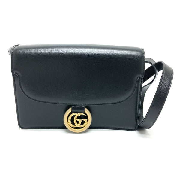 GUCCI Shoulder Bag bag shawl Crossbody GG Marmont flap Calf leather 589474 black Women Used Authentic