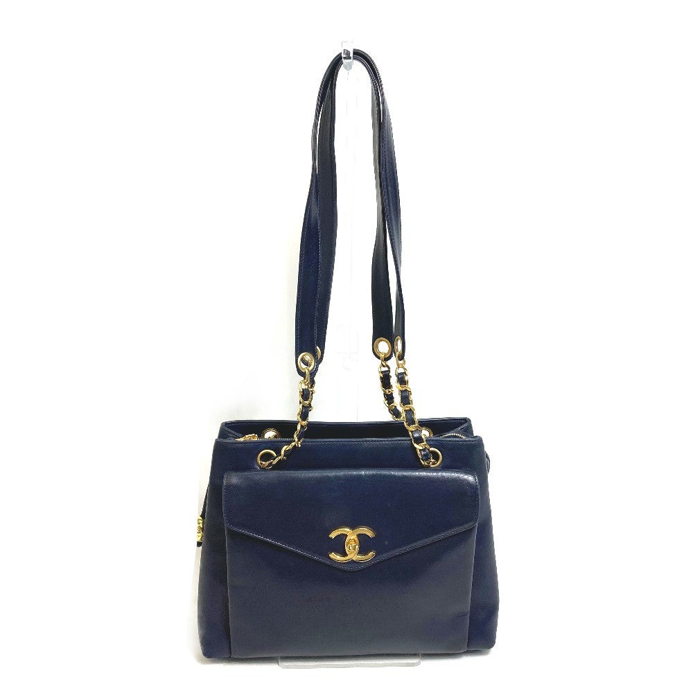 CHANEL Shoulder Bag lambskin Navy CC COCO Mark Coco ball Women Used Authentic