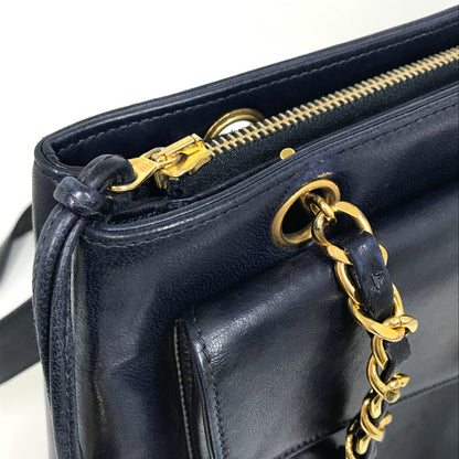 CHANEL Shoulder Bag lambskin Navy CC COCO Mark Coco ball Women Used Authentic