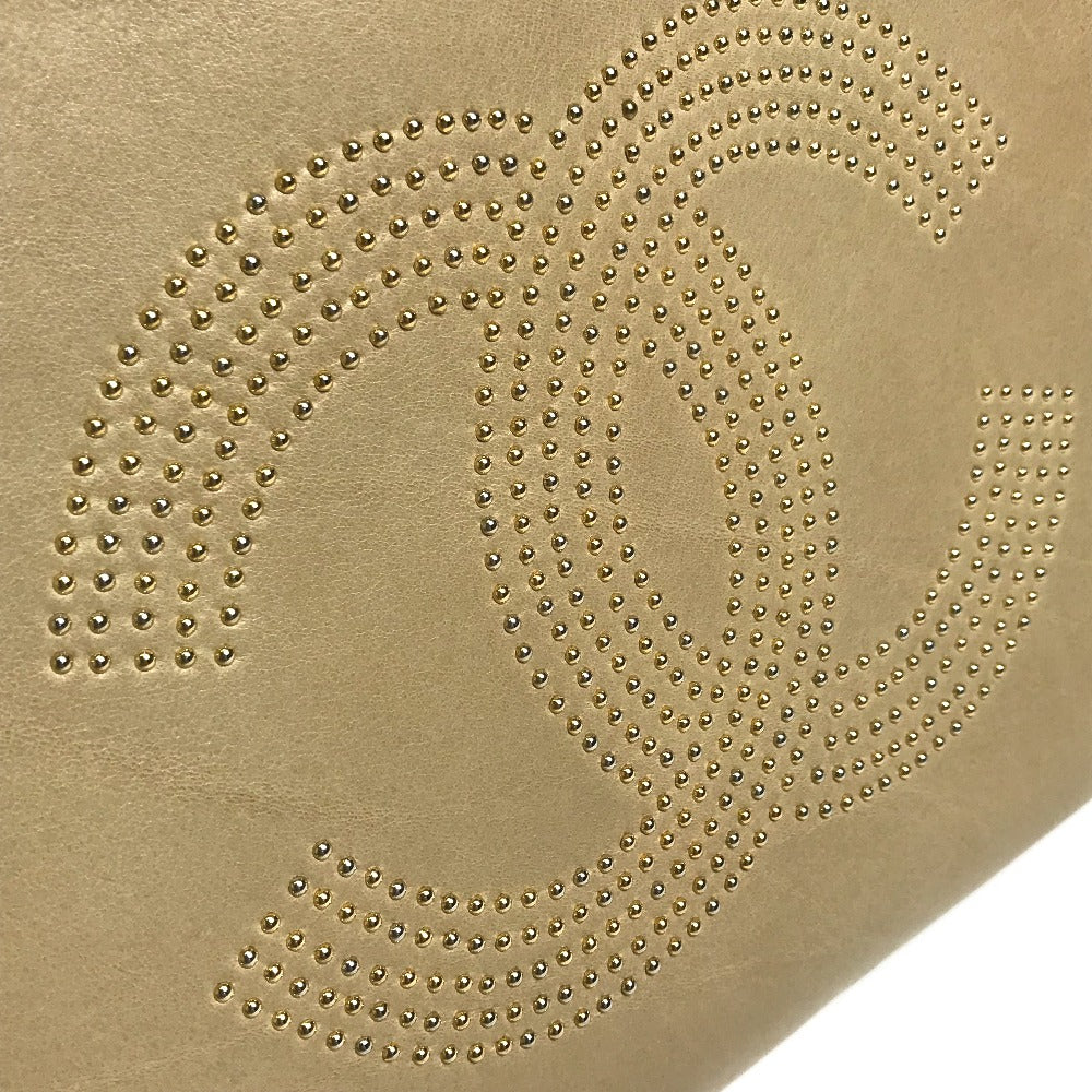 CHANEL Tote Bag lambskin beige CC COCO Mark logo Studs