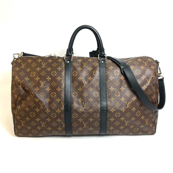 LOUIS VUITTON Boston Duffel bag Bag 2WAY Monogram macacer Keepall 55 bandouliere Monogram macacer canvas M56714 Brown x black mens Used Authentic