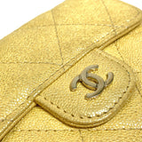 CHANEL Coin case Chain wallet CCCOCO Mark Matrasse Caviar skin AP0238 Metallic yellow Women Used Authentic