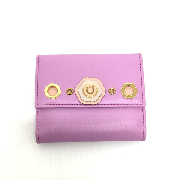 Salvatore Ferragamo Folded wallet Gancini leather purple Women Used Authentic
