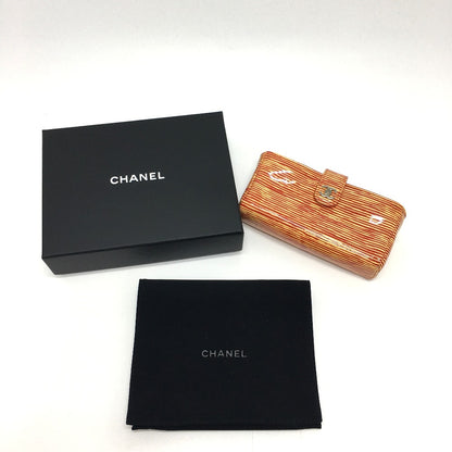 CHANEL Pouch Patent leather Orange CC COCO Mark border Women Used Authentic