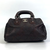 CHANEL Handbag Bag Mini Boston Duffel bag CC COCO Mark Wild stitch leather Brown Women Used Authentic