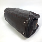 CHANEL Handbag Bag Mini Boston Duffel bag CC COCO Mark Wild stitch leather Brown Women Used Authentic