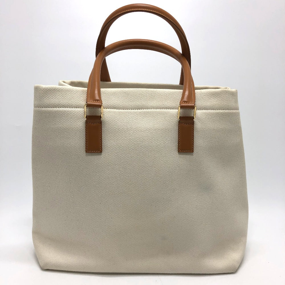 CELINE Tote Bag Canvas leather white logo Tote Bag Women Used Authen Japan second hand luxury bags online supplier Arigatou Share Japan