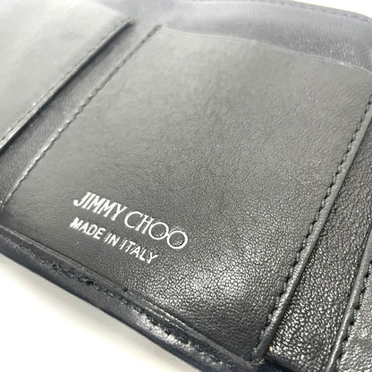 JIMMY CHOO Trifold wallet leather black Star studs Wallet Women Used Authentic