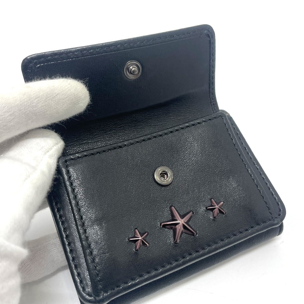 JIMMY CHOO Trifold wallet leather black Star studs Wallet Women Used Authentic