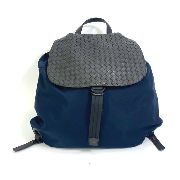 BOTTEGAVENETA Backpack Backpack INTRECCIATO Backpack Nylon / leather 409595 Navy x brown mens Used Authentic