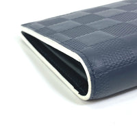 LOUIS VUITTON Folded wallet N64025 Damier Anfini Leather Dark navy Damier Anfini Portefeuille Braza mens Used Authentic