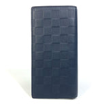 LOUIS VUITTON Folded wallet N64025 Damier Anfini Leather Dark navy Damier Anfini Portefeuille Braza mens Used Authentic