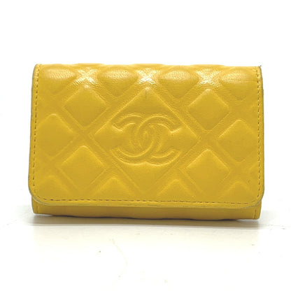 CHANEL Key case Key holder  Calfskin yellow COCO Mark Diamond CC Women Used Authentic