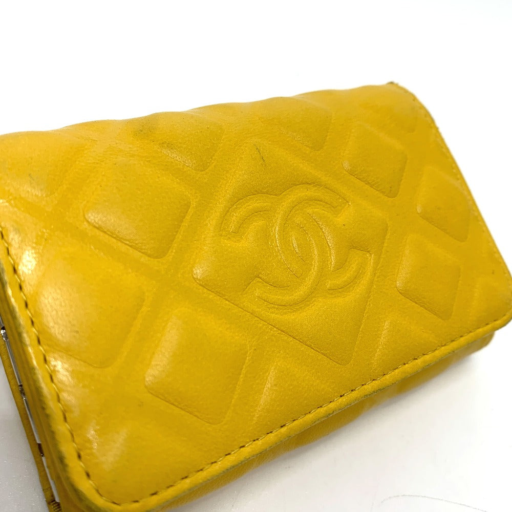 CHANEL Key case Key holder  Calfskin yellow COCO Mark Diamond CC Women Used Authentic