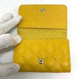 CHANEL Key case Key holder  4 stations with key ring COCO Mark Diamond CC Calfskin yellow Women Used Authentic