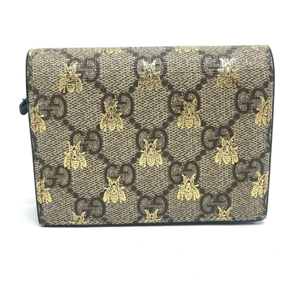 GUCCI Folded wallet 508057 GG Supreme Canvas beige GG BEE BEE mens Used Authentic