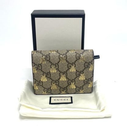 GUCCI Folded wallet 508057 GG Supreme Canvas beige GG BEE BEE mens Used Authentic