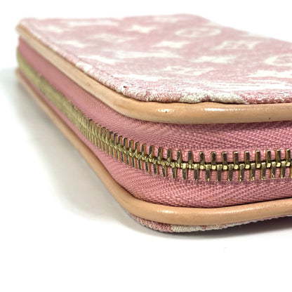 LOUIS VUITTON Long Wallet Purse M81182 Monogram denim pink Monogram denim Zippy wallet Women Used Authentic