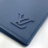 LOUIS VUITTON Long Wallet Purse M81810 leather Navy Portefeuille BrazzaNM mens Used Authentic