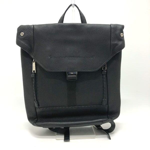 FENDI Backpack Backpack leather 7VZ011 black mens Used Authentic