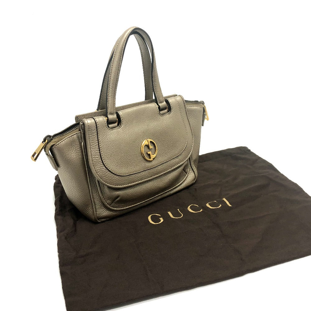 GUCCI Handbag 282481 leather gold GG Double G Detail Women Used Authentic